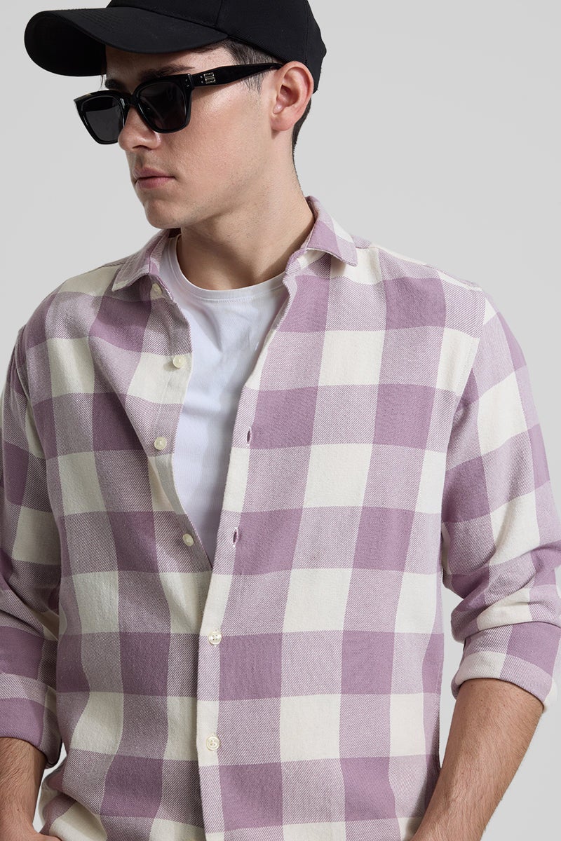 SNITCH Lavender Slim Fit Checks Shirt - Image 5